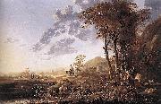 Aelbert Cuyp, Evening Landscape with Horsemen and Shepherds